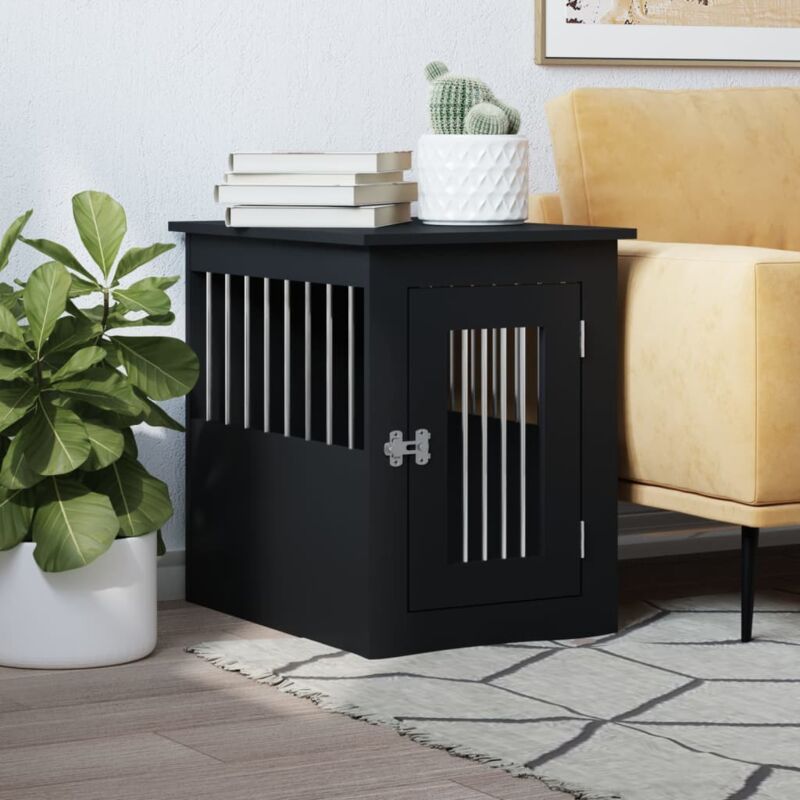 foto del prodotto gabbia cani da arredamento nera 45x62x59cm legno multistrato vidaxl