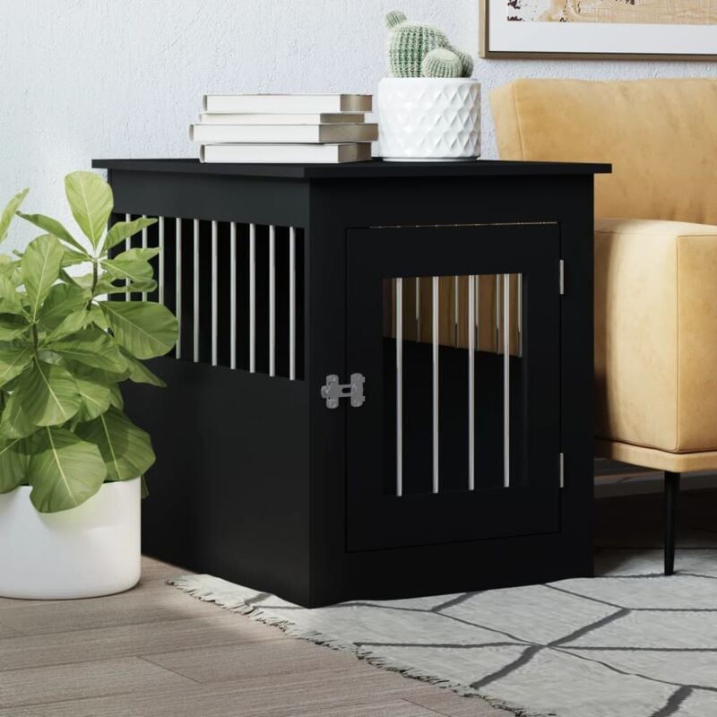 foto del prodotto gabbia cani da arredamento nera 55x75x65cm legno multistrato vidaxl