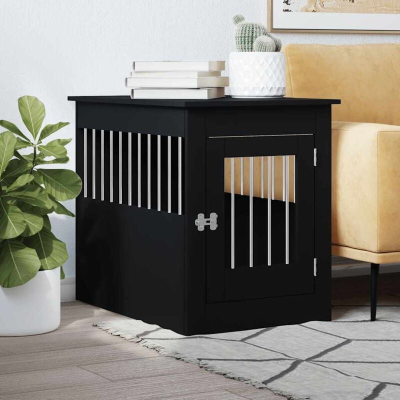 foto del prodotto gabbia cani da arredamento nera 55x80x68cm legno multistrato vidaxl