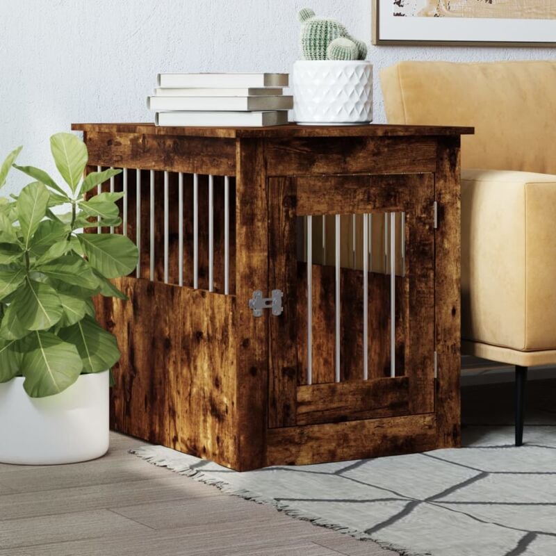 foto del prodotto gabbia cani da arredamento rovere fumo 55x75x65cm multistrato vidaxl