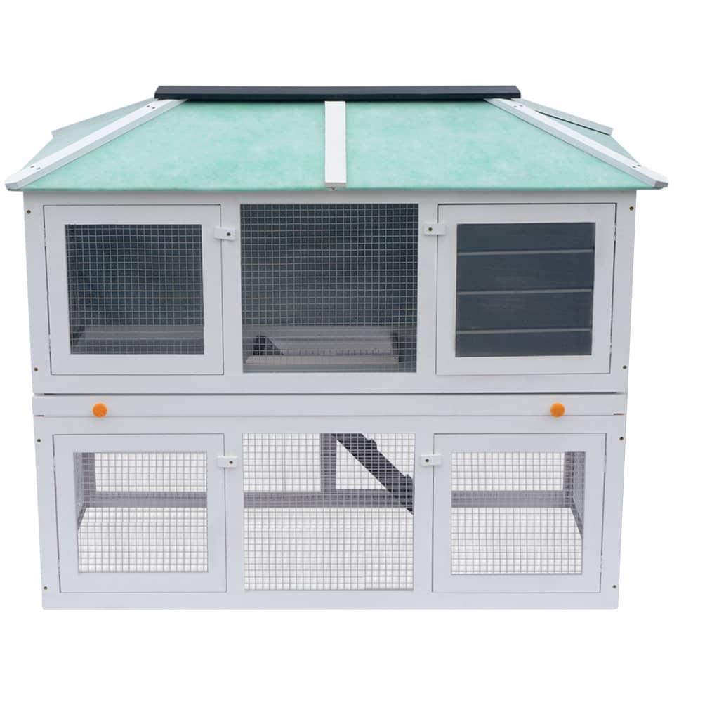 foto del prodotto gabbia doppia per animali 130 x 68 x 105 cm legno verde bianco 02 0000571