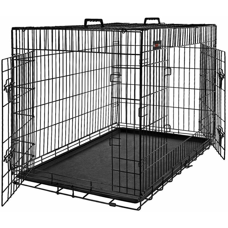 foto del prodotto gabbia metallica pieghevole per cani con 2 porte, l 92,5 x 57,5 x 64 cm , nero feandrea