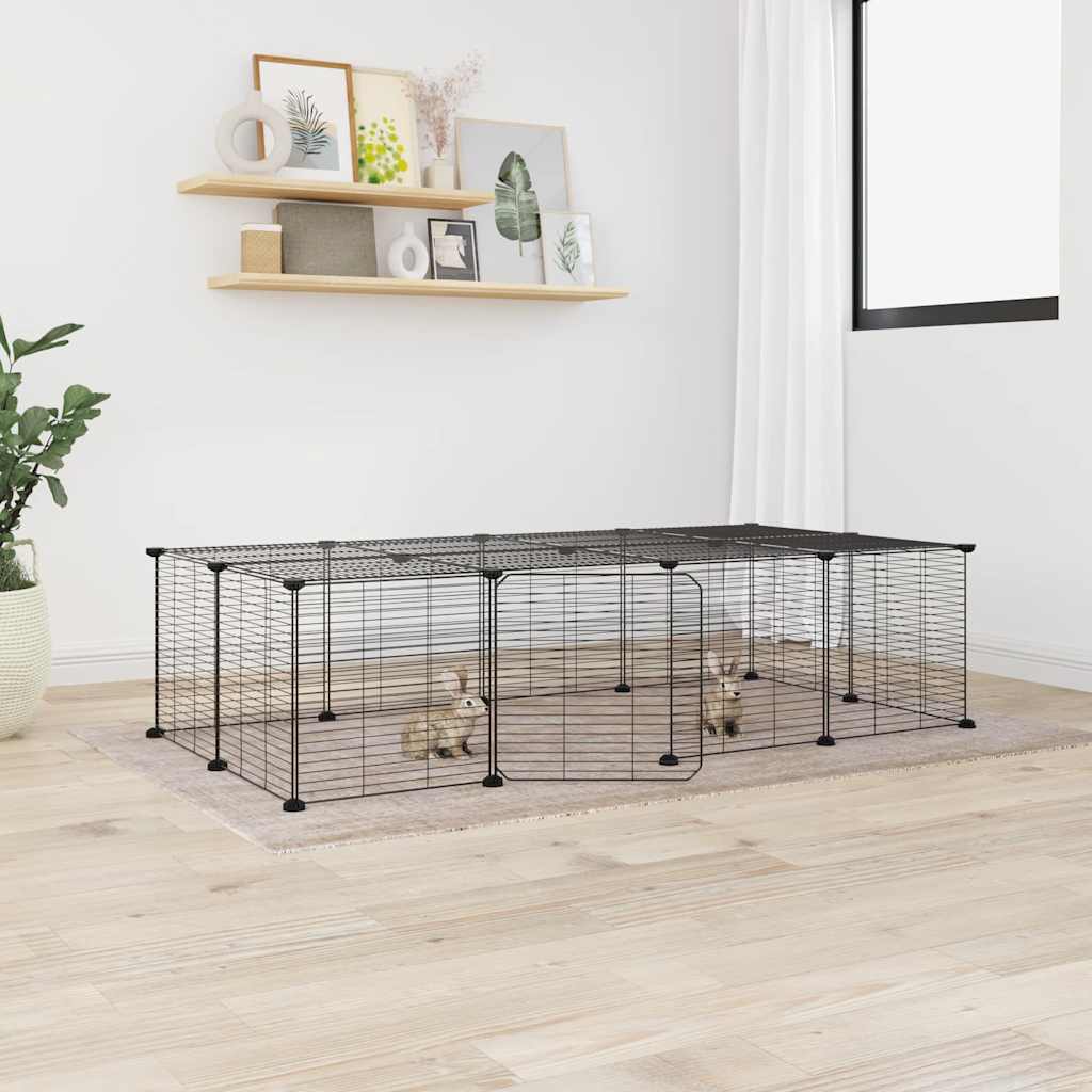 foto del prodotto gabbia per animali 20 pannelli con porta nera 35x35 cm acciaio cod mxl 53813