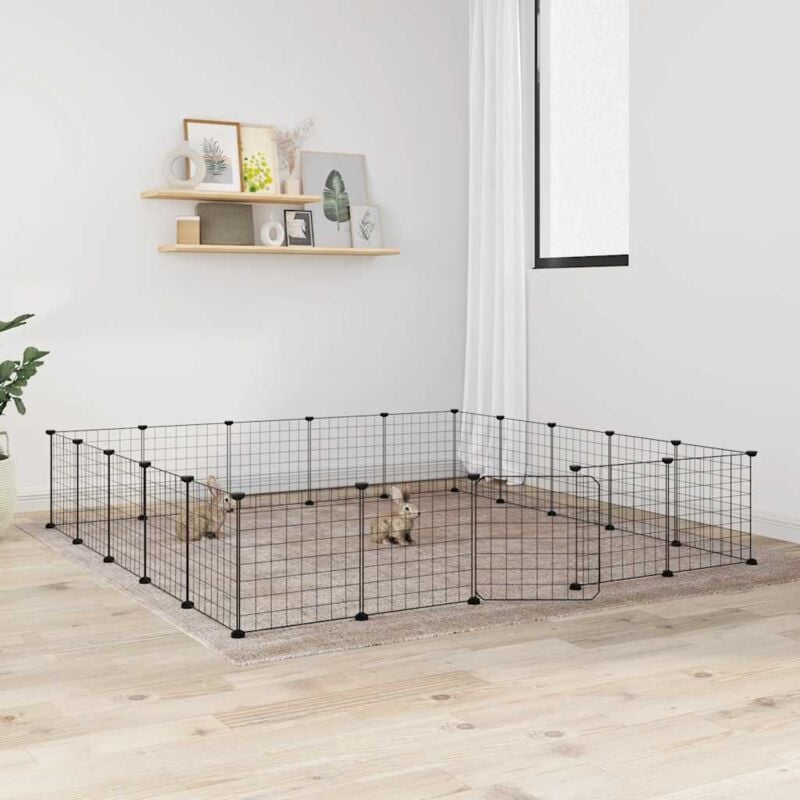 foto del prodotto gabbia per animali 20 pannelli con porta nera 35x35 cm acciaio cod mxl 53856