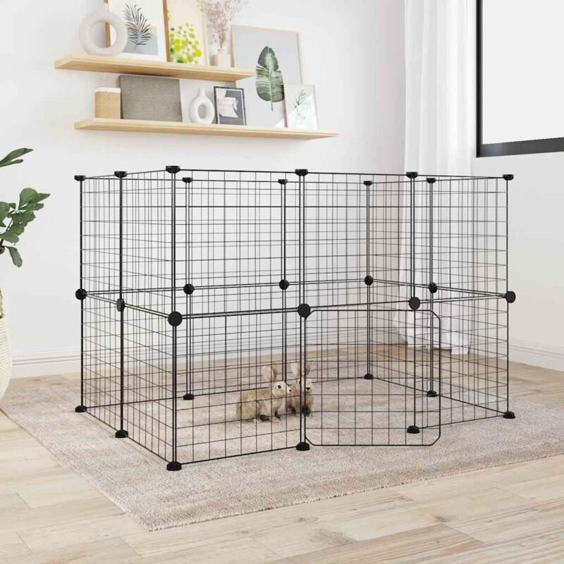 foto del prodotto gabbia per animali 20 pannelli con porta nera 35x35 cm acciaio vidaxl