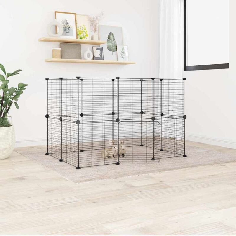 foto del prodotto gabbia per animali 20 pannelli con porta nera 35x35 cm acciaio vidaxl