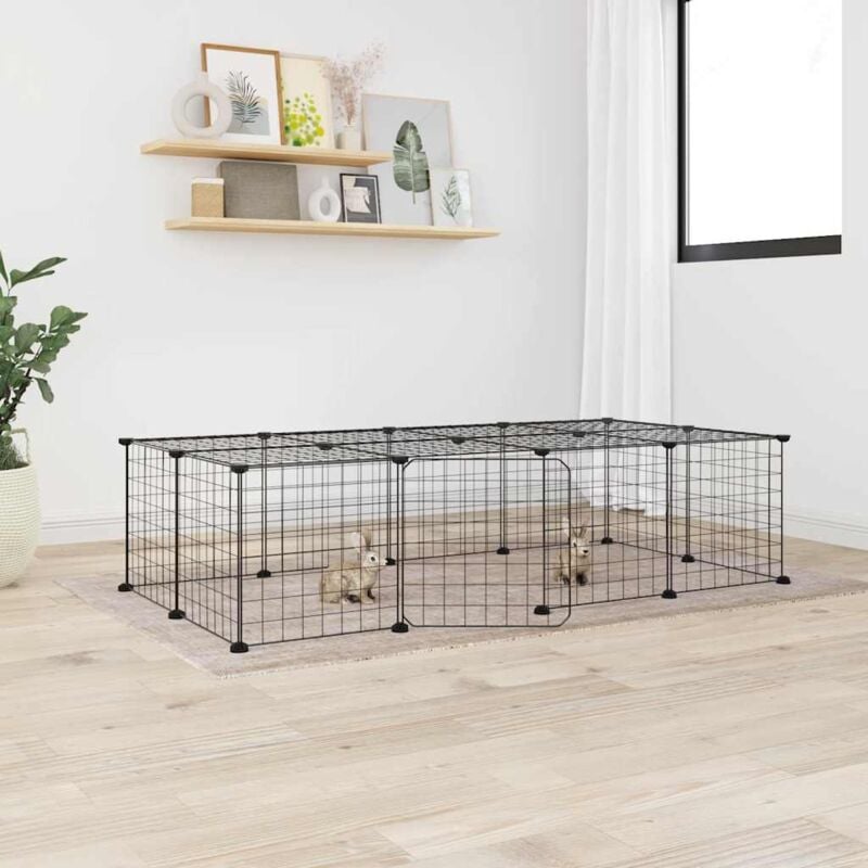 foto del prodotto gabbia per animali 20 pannelli con porta nera 35x35 cm acciaio vidaxl