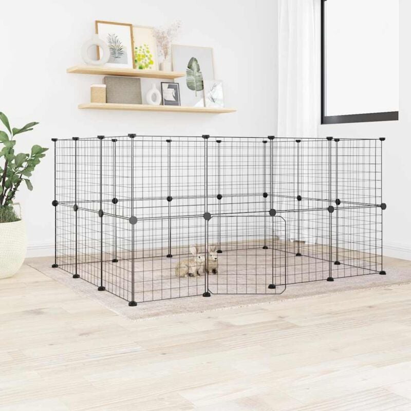 foto del prodotto gabbia per animali 28 pannelli con porta nero 35x35 cm acciaio cod mxl 53862