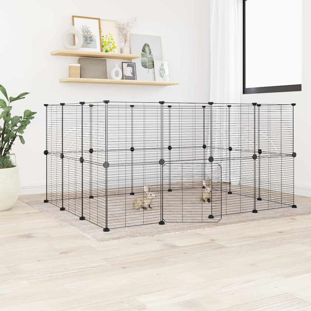 foto del prodotto gabbia per animali 28 pannelli con porta nero 35x35 cm acciaio cod mxl 53882