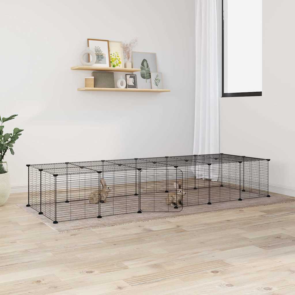 foto del prodotto gabbia per animali 28 pannelli con porta nero 35x35 cm acciaio cod mxl 53890