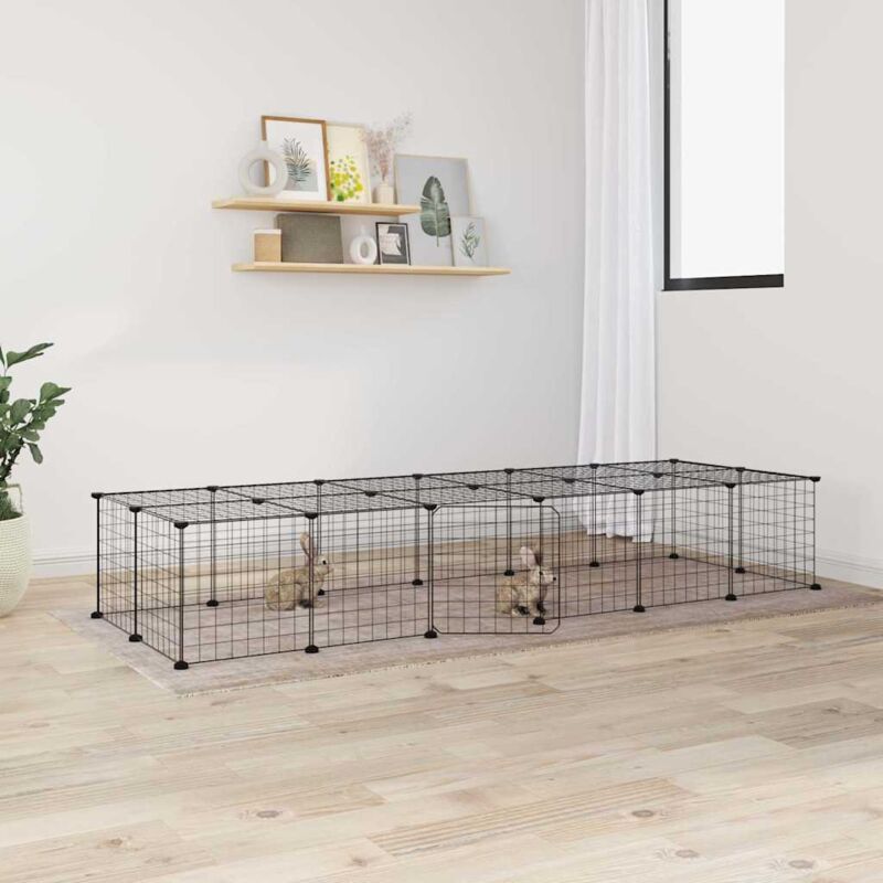 foto del prodotto gabbia per animali 28 pannelli con porta nero 35x35 cm acciaio - vidaxl