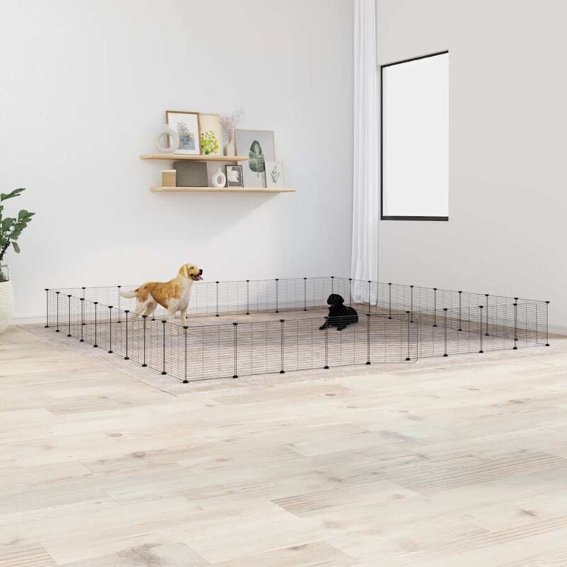 foto del prodotto gabbia per animali 36 pannelli con porta nera 35x35 cm acciaio vidaxl