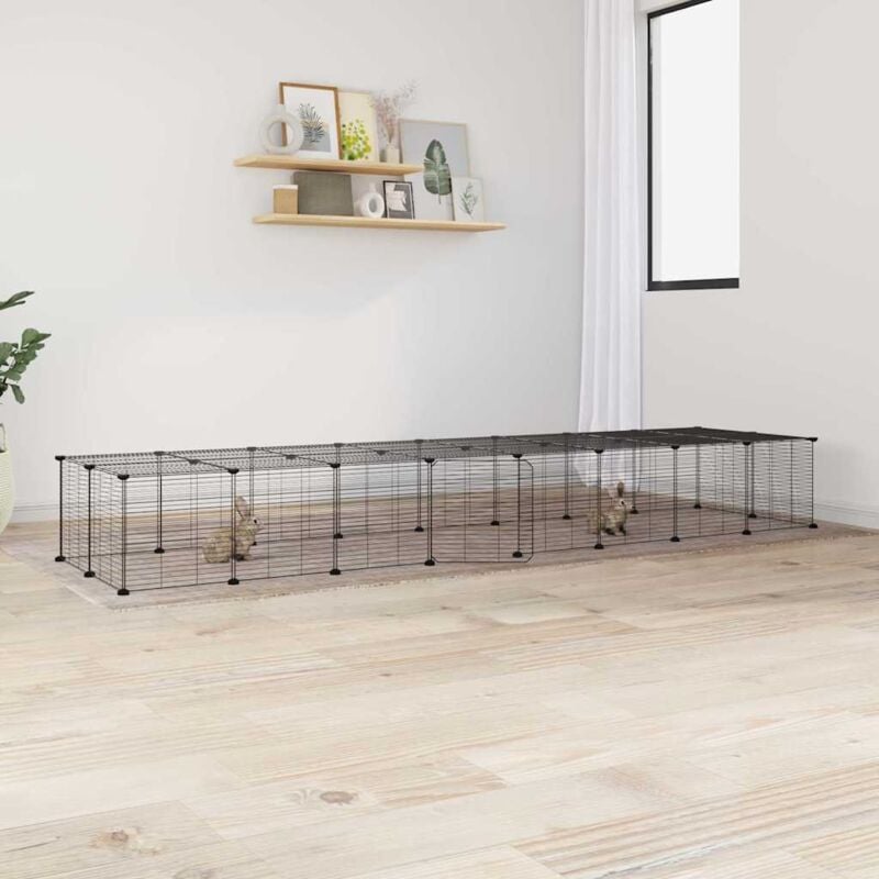 foto del prodotto gabbia per animali 36 pannelli con porta nera 35x35 cm acciaio vidaxl