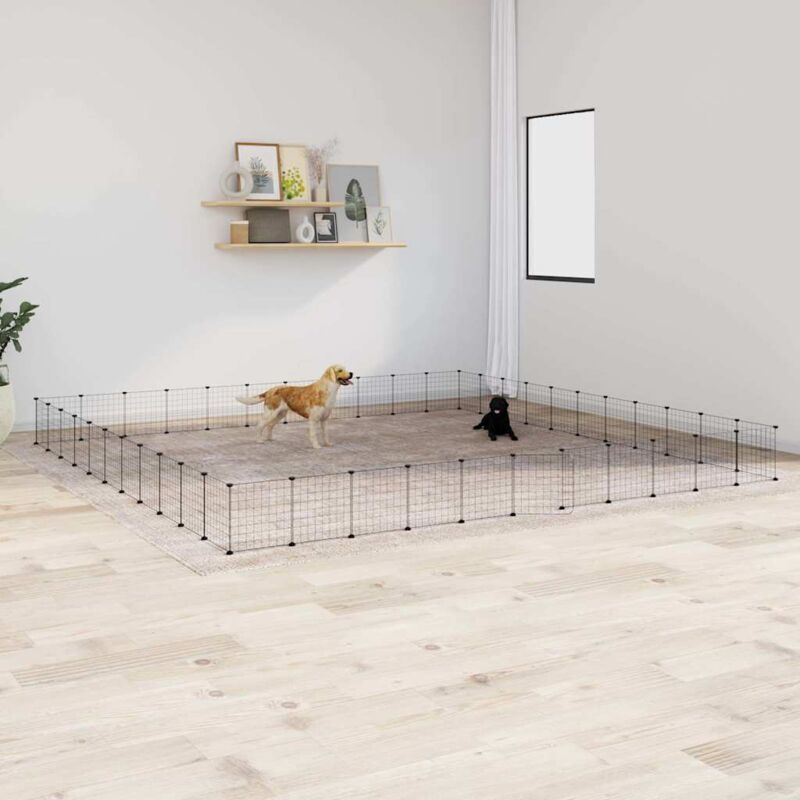 foto del prodotto gabbia per animali 44 pannelli con porta nera 35x35 cm acciaio vidaxl