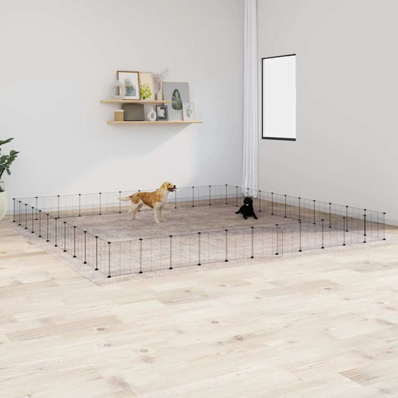foto del prodotto gabbia per animali 44 pannelli con porta nera 35x35 cm acciaio vidaxl
