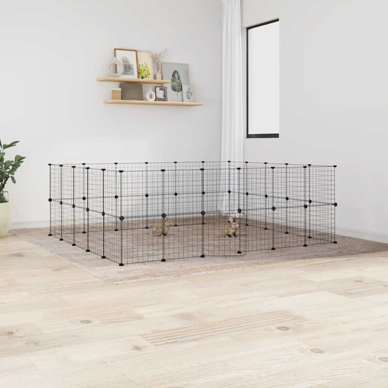 foto del prodotto gabbia per animali 44 pannelli con porta nera 35x35 cm acciaio vidaxl