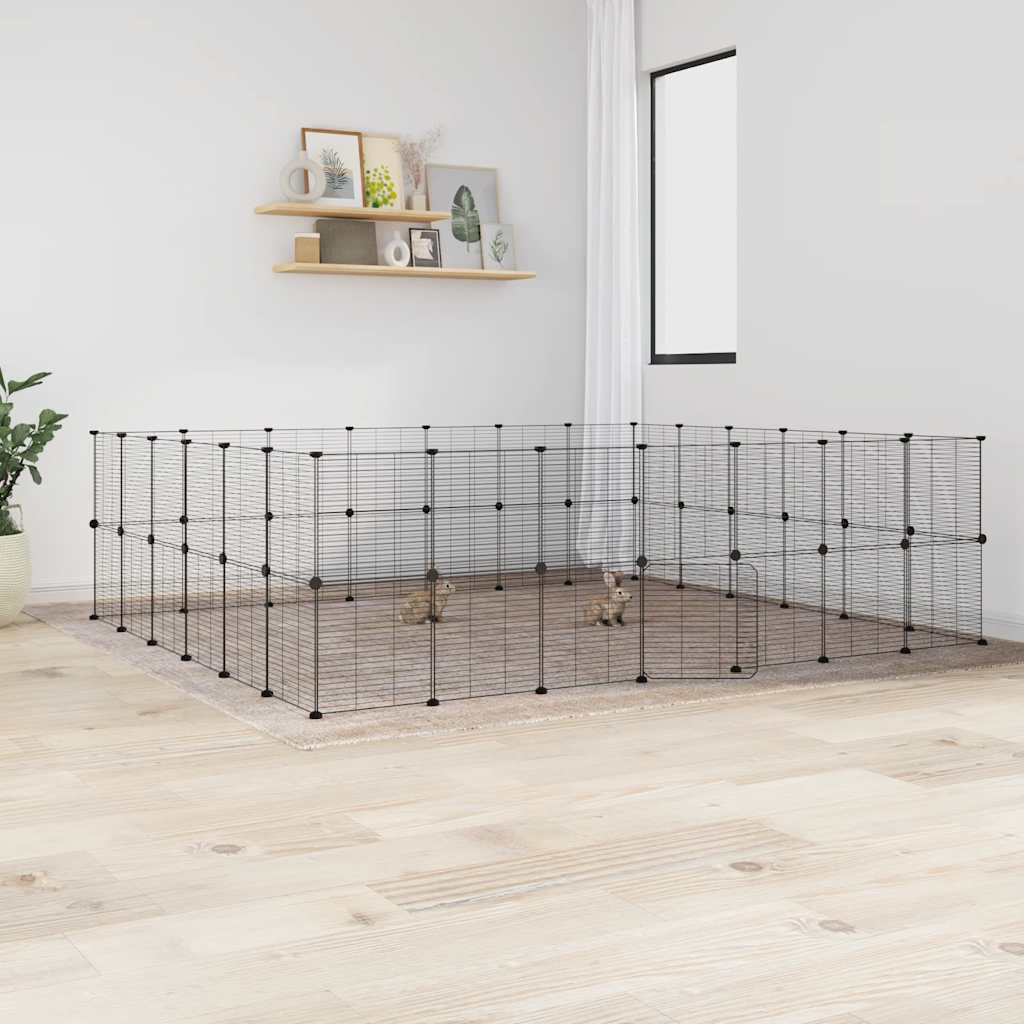 foto del prodotto gabbia per animali 52 pannelli con porta nero 35x35 cm acciaio cod mxl 53876