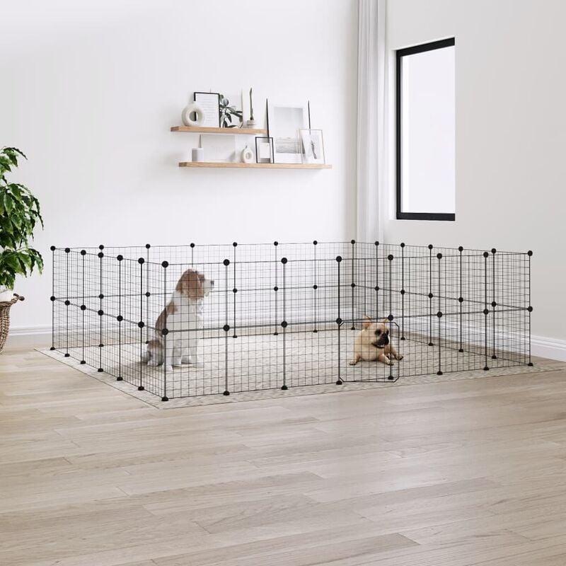 foto del prodotto gabbia per animali 52 pannelli con porta nero 35x35 cm acciaio - vidaxl