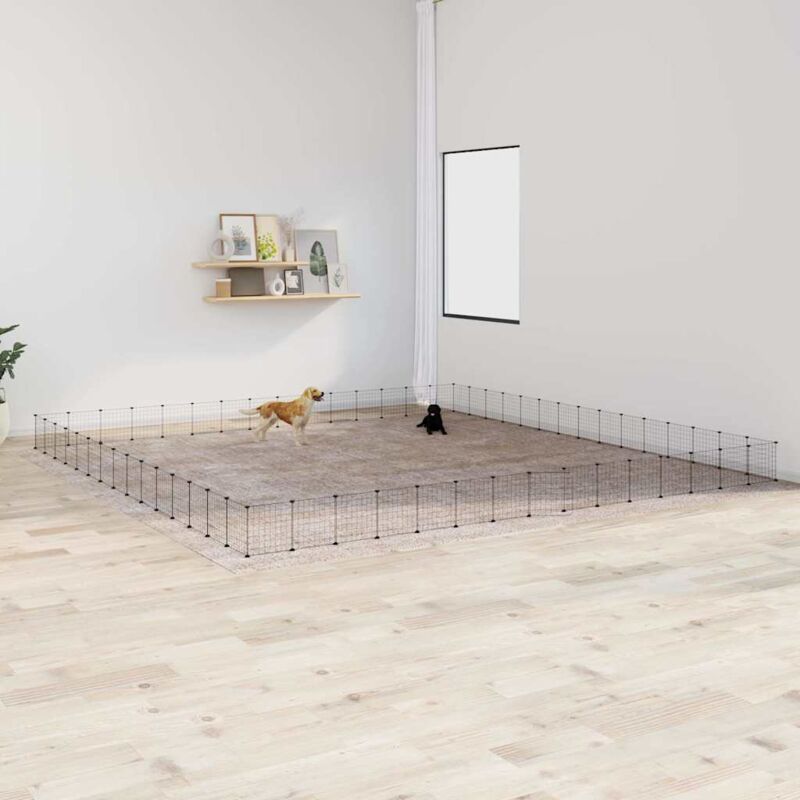 foto del prodotto gabbia per animali 60 pannelli con porta nera 35x35 cm acciaio vidaxl