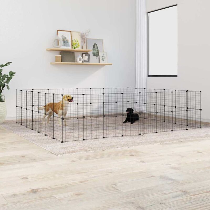 foto del prodotto gabbia per animali 60 pannelli con porta nera 35x35 cm acciaio vidaxl