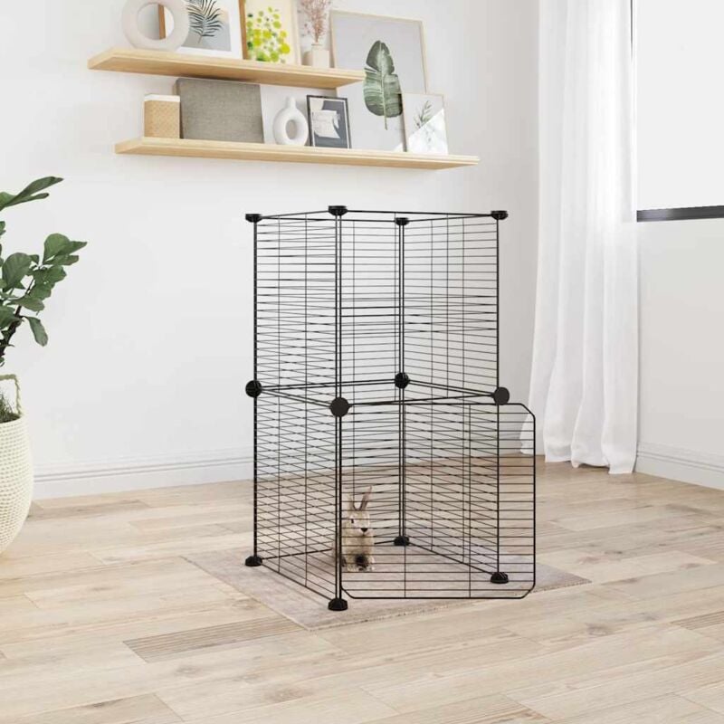 foto del prodotto gabbia per animali 8 pannelli con porta nero 35x35 cm acciaio vidaxl