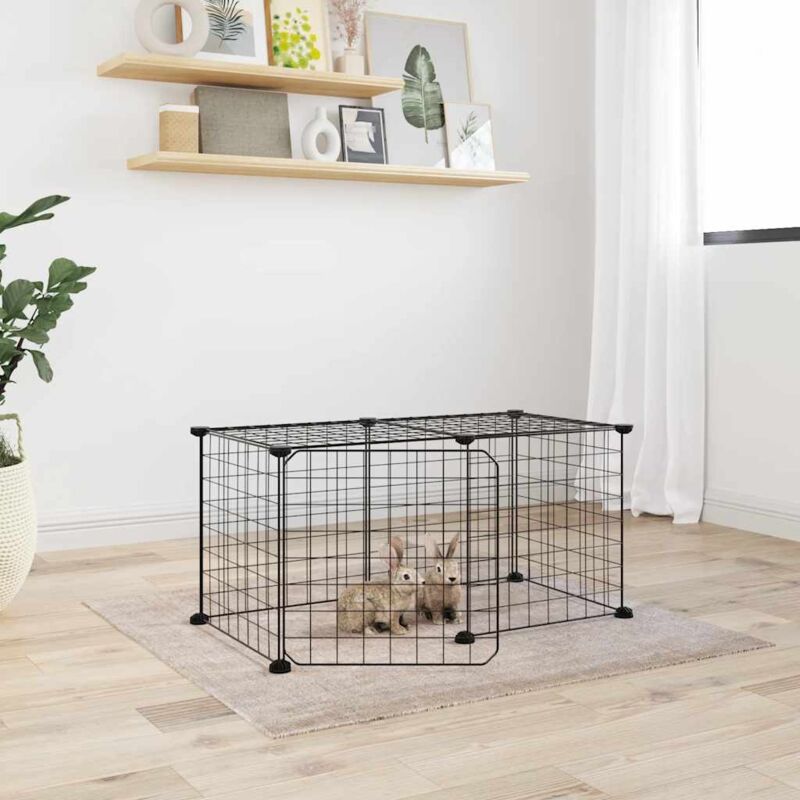 foto del prodotto gabbia per animali 8 pannelli con porta nero 35x35 cm acciaio vidaxl