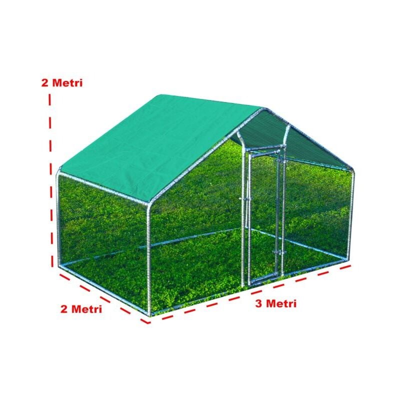 foto del prodotto gabbia per animali da esterno recinto per polli 3 x 2m x 2m h 6 mq