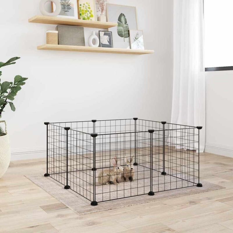 foto del prodotto gabbia per animali domestici 8 pannelli nero 35x35 cm acciaio vidaxl