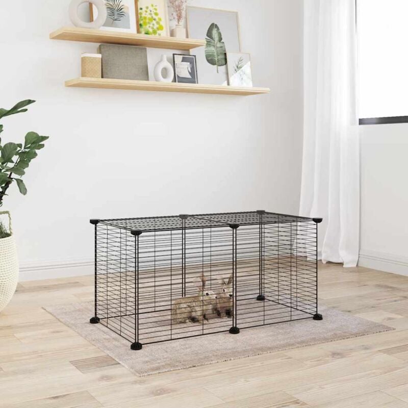 foto del prodotto gabbia per animali domestici 8 pannelli nero 35x35 cm acciaio vidaxl
