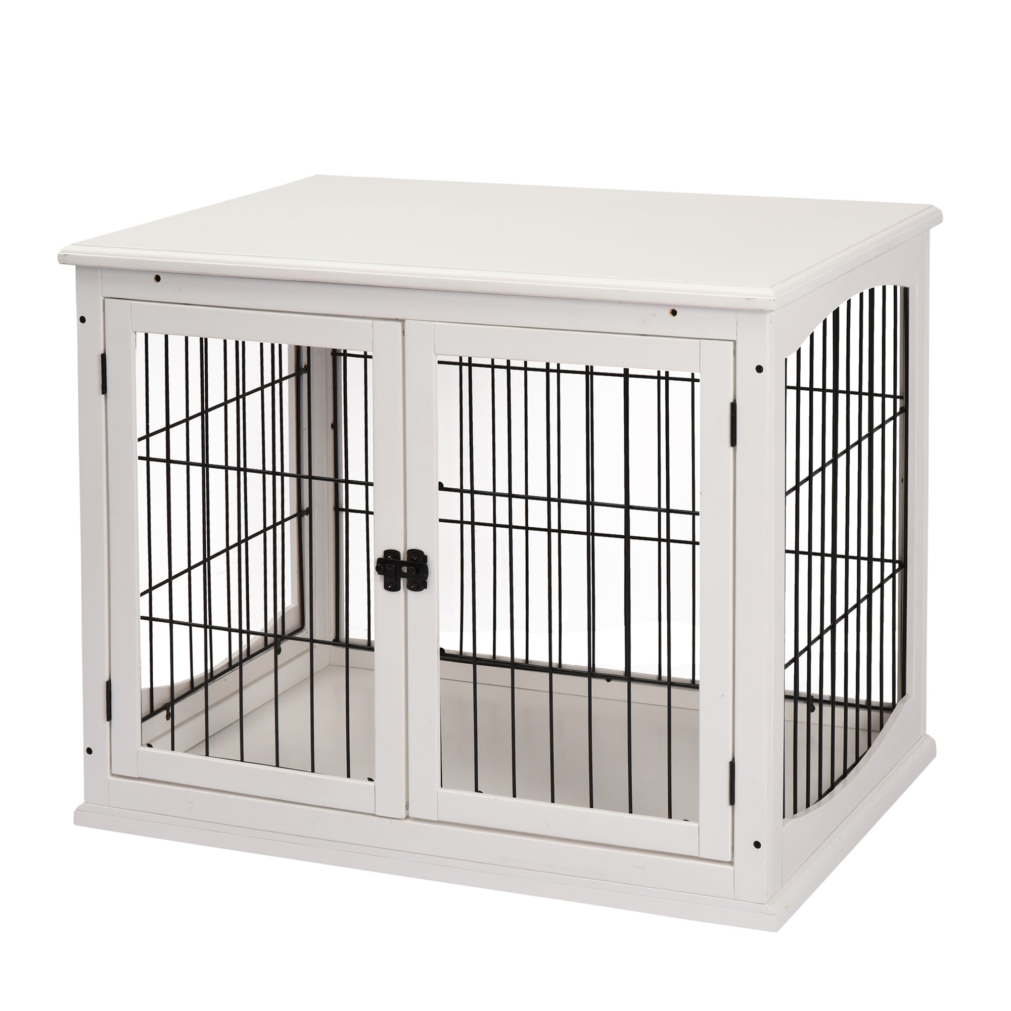 foto del prodotto gabbia per cani 58,5x81x 66 cm in legno e acciaio bianco