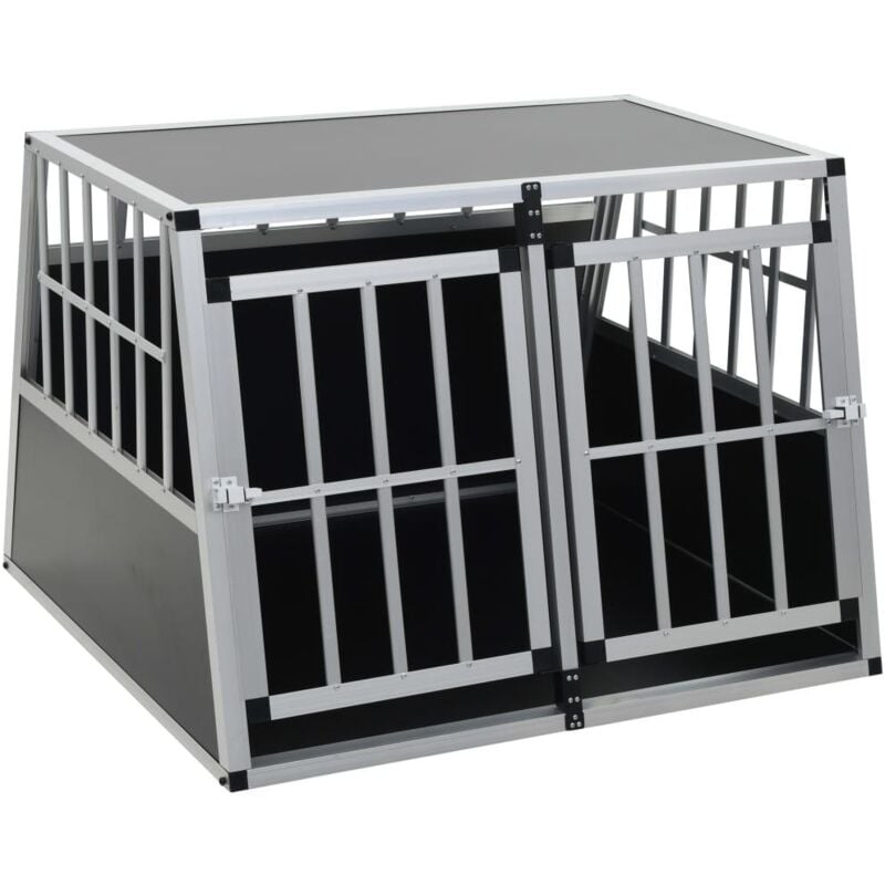 immagine 0 del prodotto gabbia per cani a doppia porta 94 x 88 x 69 cm in alluminio e mdf nero