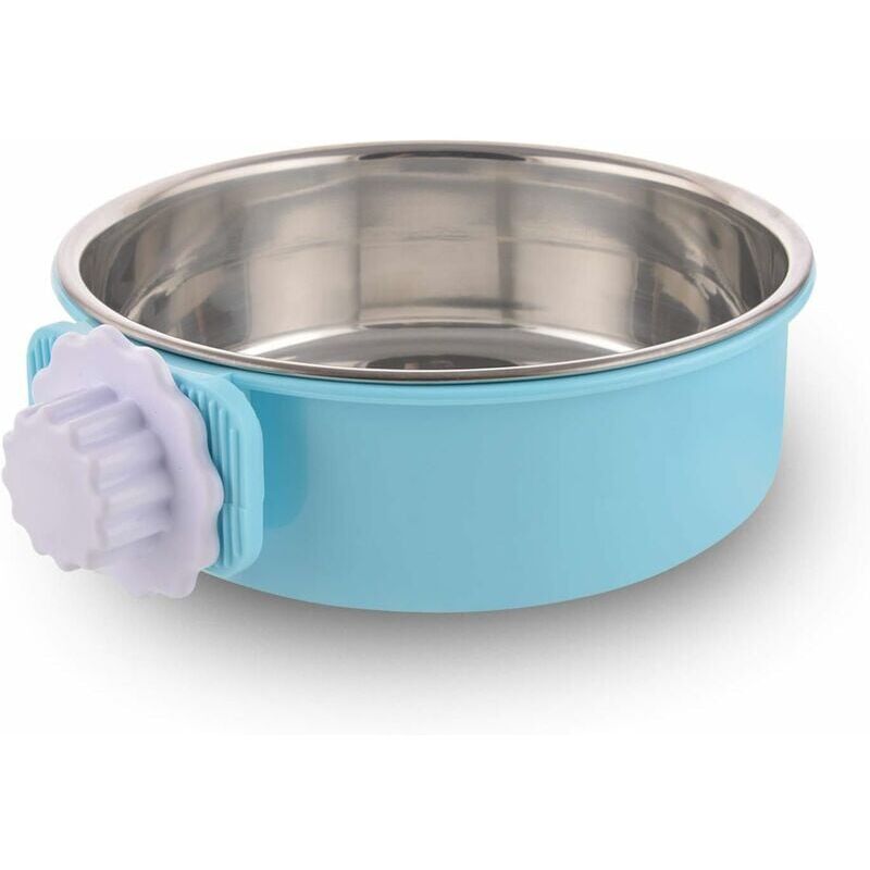 foto del prodotto gabbia per cani ciotola rimovibile in acciaio inox ciotola per animali domestici appesa gabbia piccola ciotola per acqua cibo per cani gatti conigli