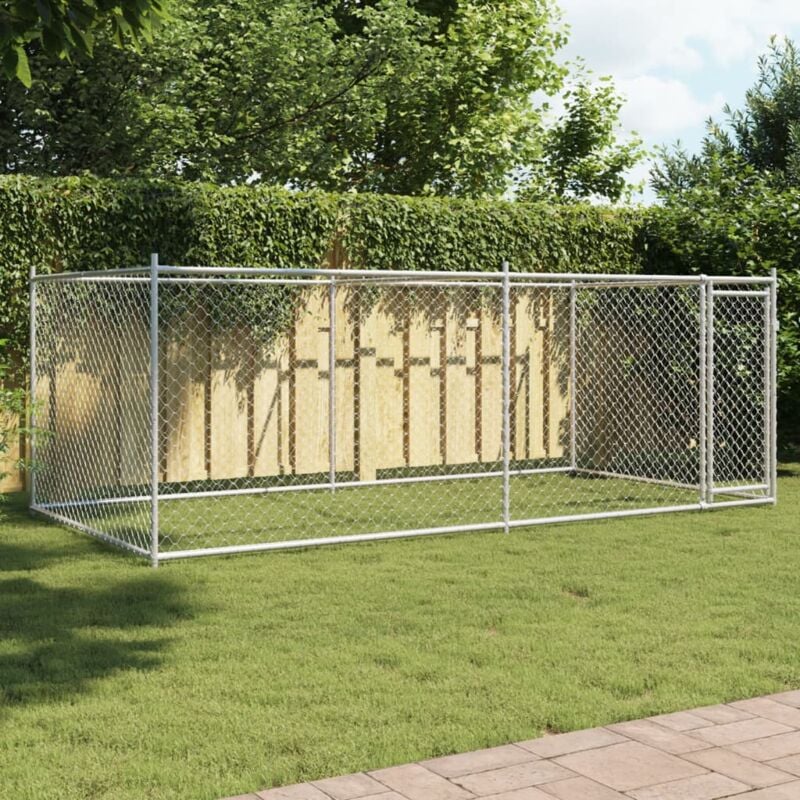 foto del prodotto gabbia per cani con porta grigia 4x2x1,5 m in acciaio zincato vidaxl 621395