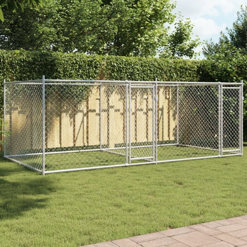 foto del prodotto gabbia per cani con porte grigia 4x2x1,5 m in acciaio zincato