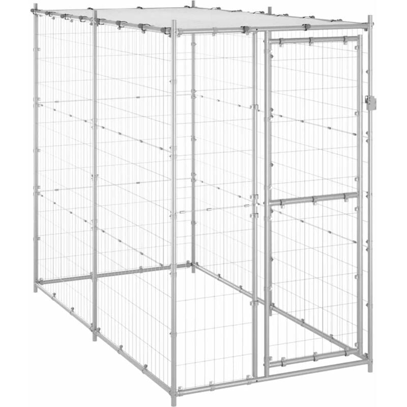 foto del prodotto gabbia per cani da esterno in acciaio con tetto 110x220x180 cm vidaxl