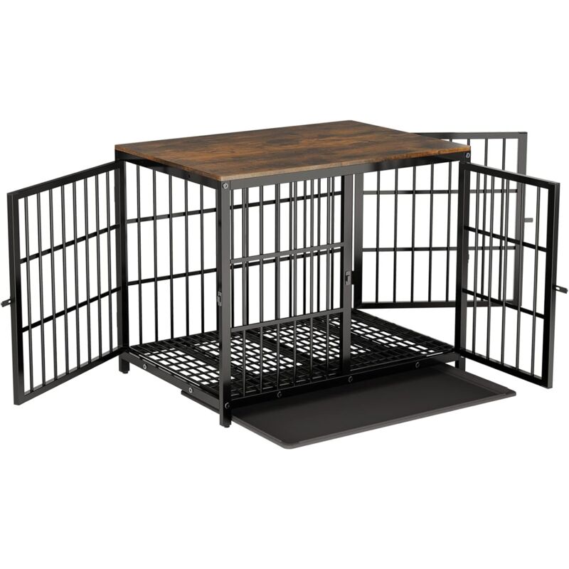 foto del prodotto gabbia per cani gabbia kennel cane in metallo e legno casetta gabbia per cane taglia grande gabbia kennel l 91x63x74cm, bianco