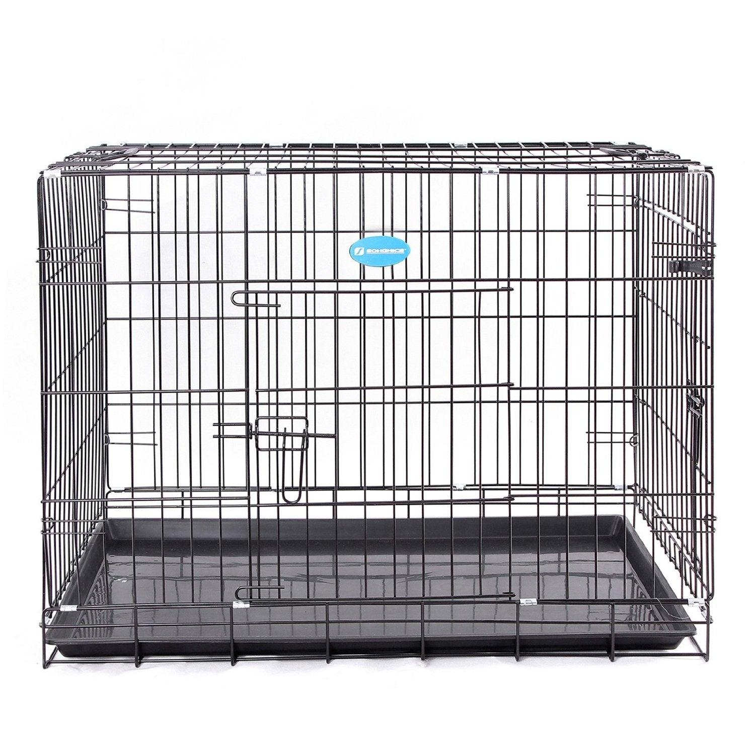 foto del prodotto gabbia per cani pieghevole e trasportabile nera misura l 91 x 58 x 64 cm3712014