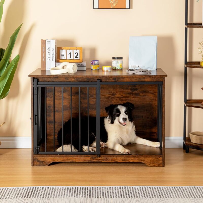 foto del prodotto gabbia per cani, tavolino, cuccia moderna per cani