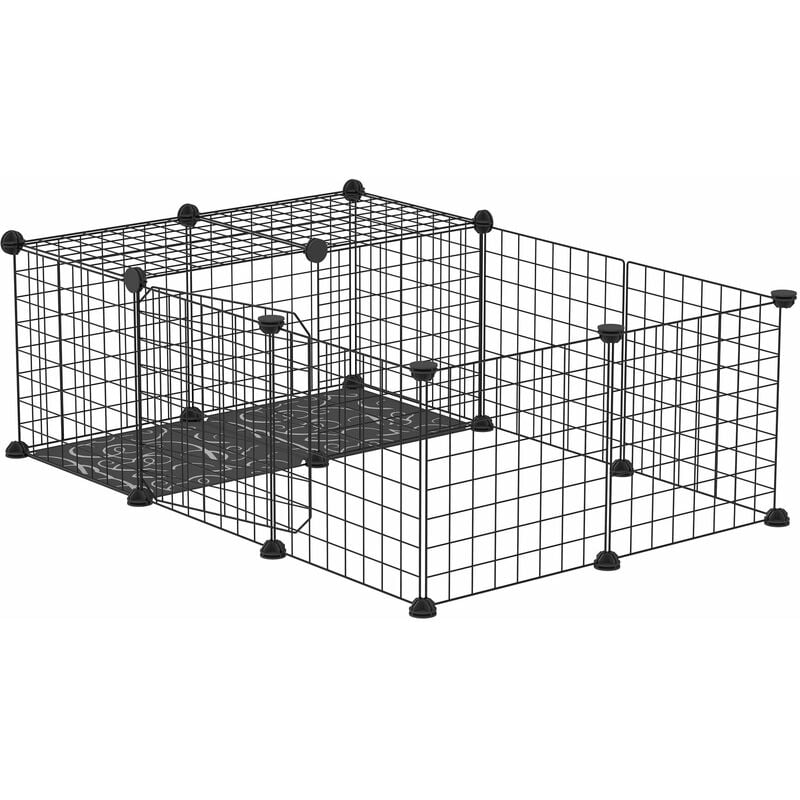 foto del prodotto gabbia per conigli e porcellini d india modulabile 105x70x35 cm in acciaio nero