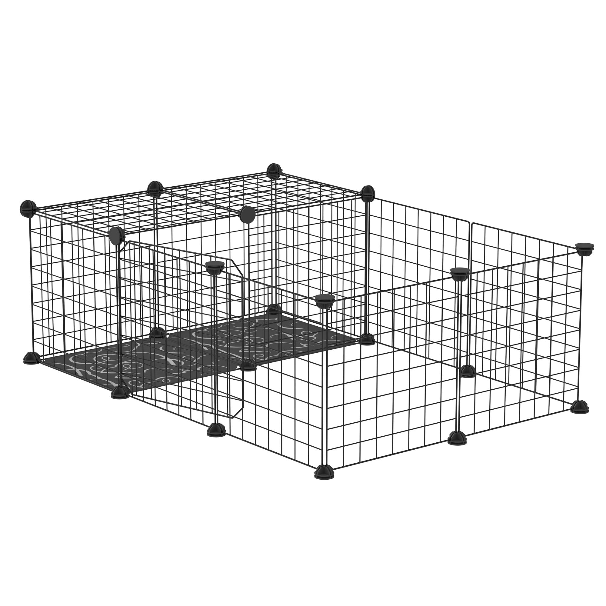 foto del prodotto gabbia per conigli e porcellini dindia modulabile 105x70x35 cm in acciaio nero