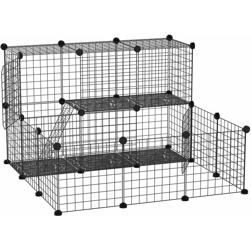foto del prodotto gabbia per conigli modulabile 105x105x70 cm in acciaio nero