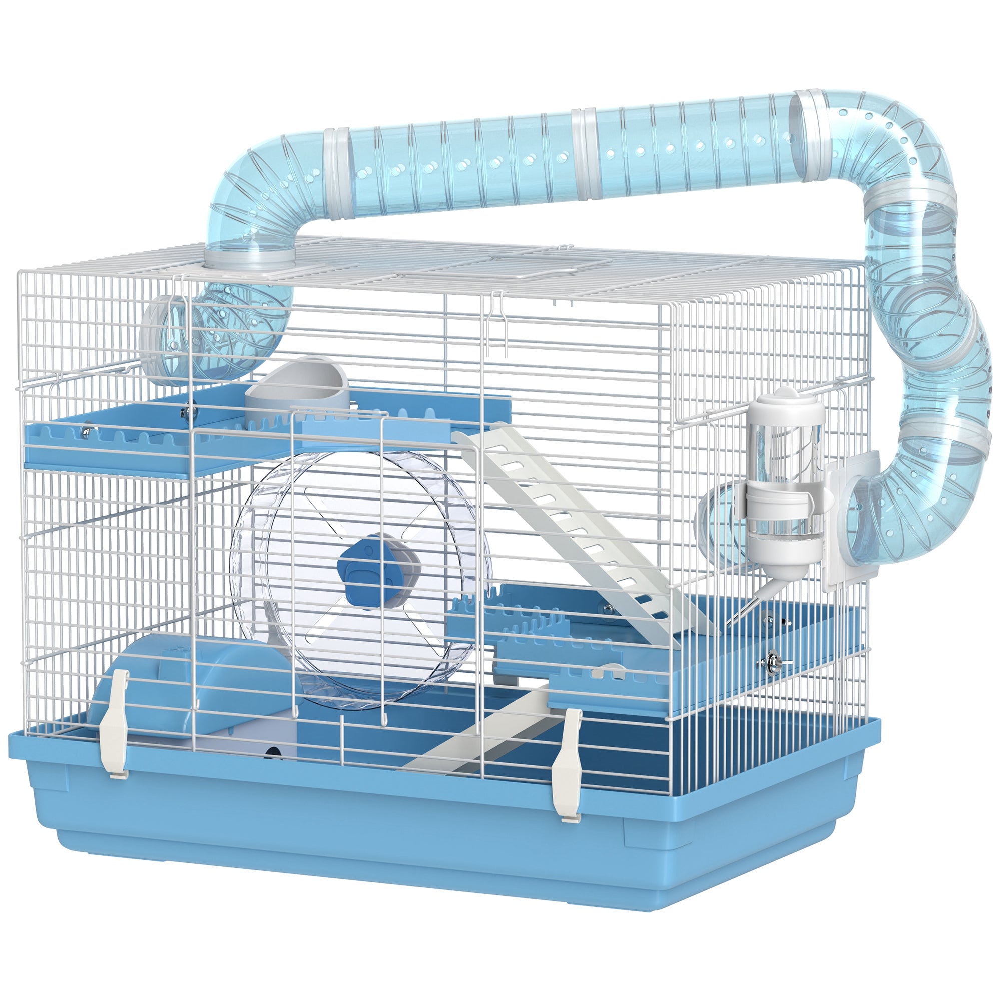 foto del prodotto gabbia per criceti a 3 piani 47,5x31,5x29,5h cm con accessori azzurro