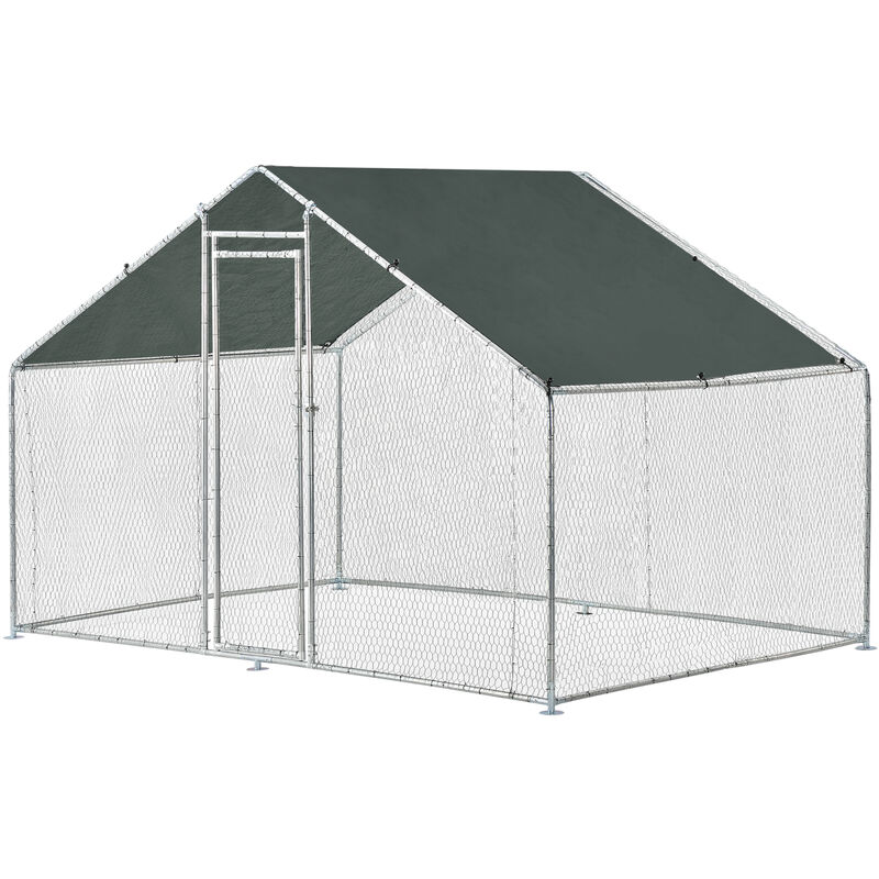 foto del prodotto gabbia per pollame con tettuccio e recinzione rete metallica 3x2x2 m pro.tec