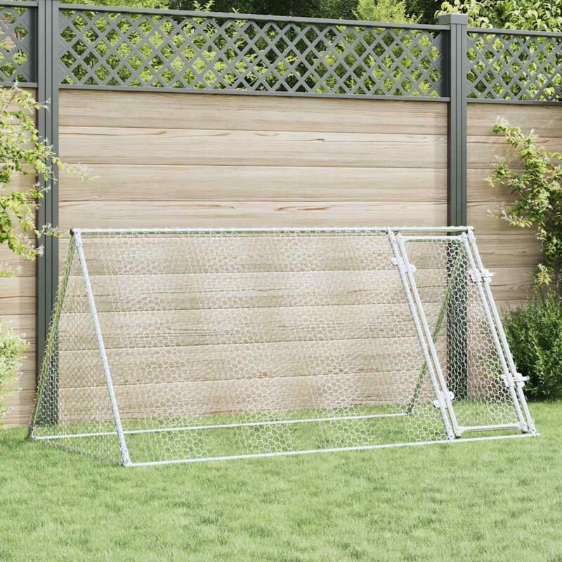 foto del prodotto gabbia per polli argento 200x105x91 cm in acciaio zincato vidaxl