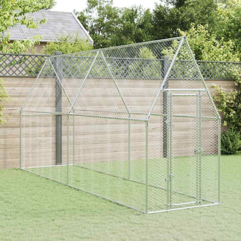 foto del prodotto gabbia per polli argento 400x100x190 cm in acciaio zincato vidaxl