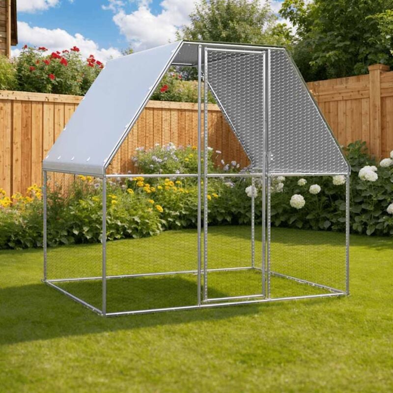 foto del prodotto gabbia per polli argento e grigio 2x2x2 m in acciaio zincato vidaxl