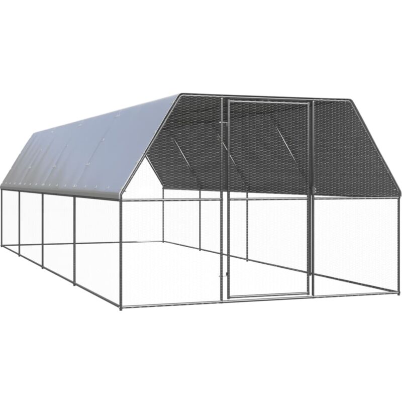 foto del prodotto gabbia per polli da esterno in acciaio zincato coperta varie dimensioni dimensioni 3 x 8 x 2 m