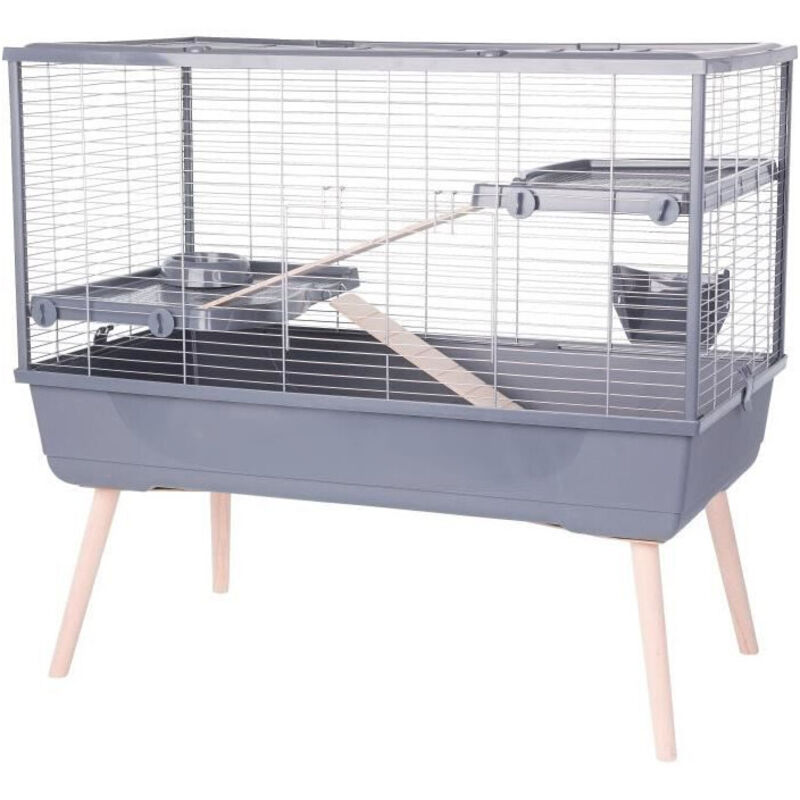 foto del prodotto gabbia per roditori rialzata zolux n olife 2 piani per coniglio 99 x 54 x 92 cm grigio