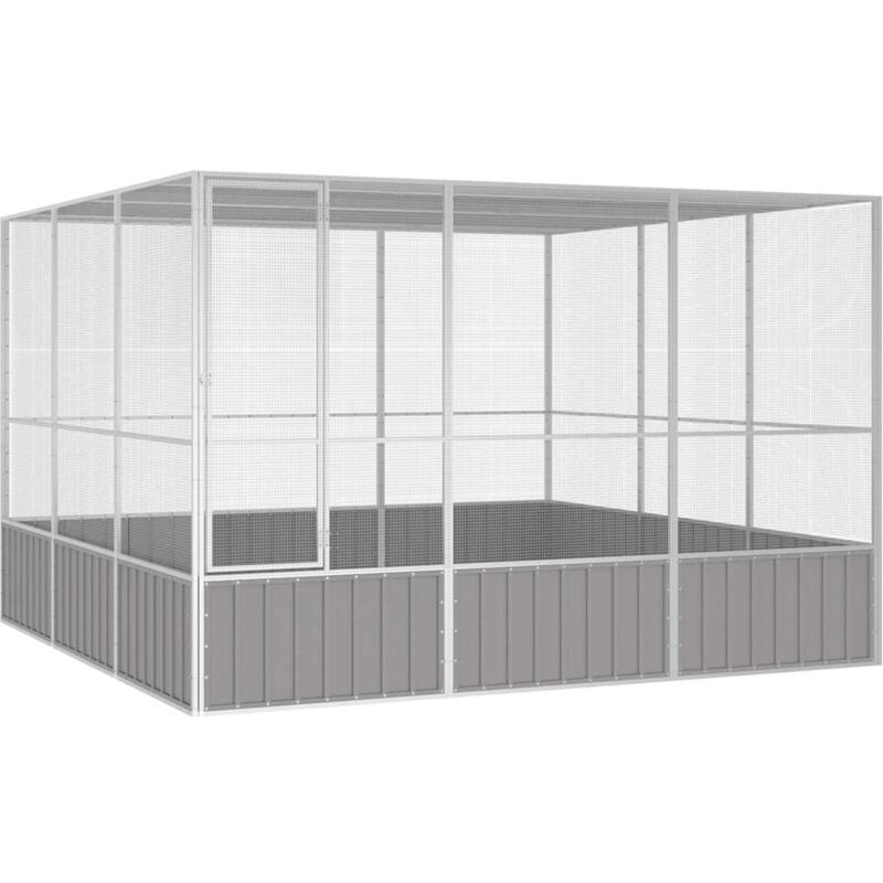 foto del prodotto gabbia per uccelli grigia 302,5x324,5x211,5 cm acciaio zincato vidaxl