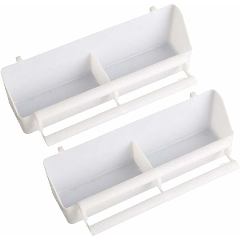 foto del prodotto gabbia per uccelli mangiatoia in plastica per pappagalli, piccioni, per interni esterni, include 2 mangiatoie bianche